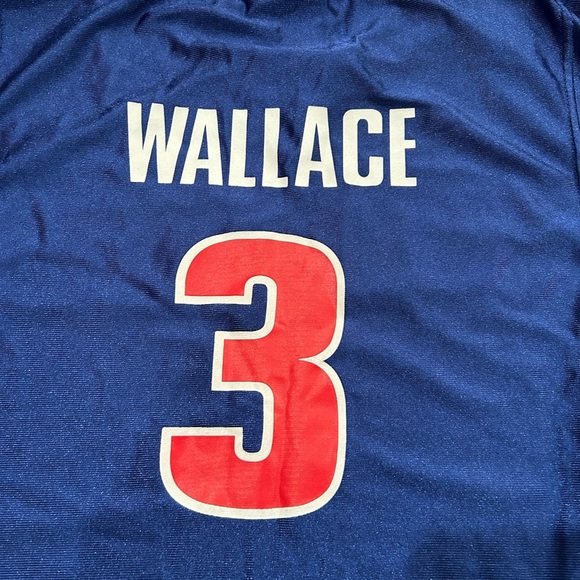 Detroit Pistons Ben Wallace Jersey Size 18 / 20 Youth NBA Blue Red - Picture 6 of 6